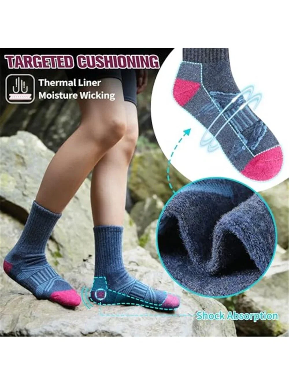 5 Pairs Women's Merino Wool Socks Thermal Warm Winter Boot Crew